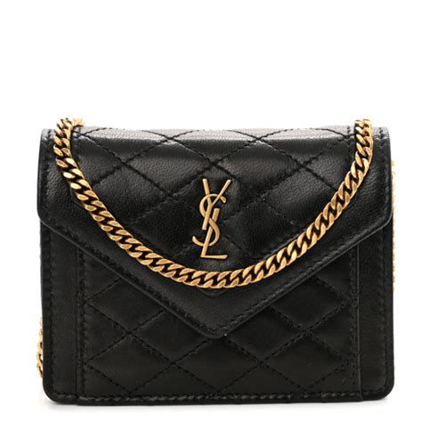 SAINT LAURENT Lambskin Quilted Micro Gaby Bag Black